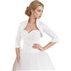AUTTOGirl Giacca da sposa da donna, in raso, elegante, con maniche a 3/4, perfetta per sposa, matrimonio e ballo da sera, bianco, S
