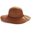 ASSQI Cappello da donna in feltro di lana Fedora a tesa larga Cloche Cappello da bowler pieghevole - marrone - Taglia unica