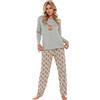 Generisch Set pigiama casual con stampa mucca per donna pigiama donna biologico, grigio., L