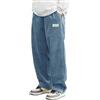 ORANDESIGNE Pantaloni in Velluto a Coste Pantaloni da Uomo Vita Elastica Pantaloni Casual Larghi e Dritti con Coulisse A Azzurro L