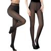 Zibnwek Collant termici traslucidi da donna, foderati in pile, collant sexy opachi per l'inverno, leggings spessi e caldi, nero, S-M (300g, for 14~41℉)