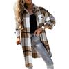 Peuignao Camicia Scozzese Donna Lunga Camicia Flanella Quadri Donna Shacket Camicia Giacca Scacchi Classica Oversize Larga Elegante Camicie Casual Donna Taglie Forti Camicia Quadretti Bottoni Donna Cachi M
