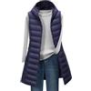 Cicilin Gilet lungo trapuntato senza maniche piumini per le donne con cappuccio giacca imbottita gilet gilet senza maniche, Blu, XS