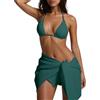 Generisch Un bikini in un costume da bagno a tre pezzi con gonna con cinturino, Verde scuro, S