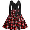 Generico Donna Vestito di Natale Costume di Natale da Donna in Velluto Maniche Lunghe con V Vestito Costume da Babbo Elegante Abito da Festa Elegante Abito da Sera Babbo