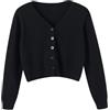 FNKDOR Cardigan donna autunno corto cardigan cropped bolero scollo a V manica lunga cardigan con bottoni, Nero , S