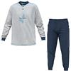 Navigare Pigiama Uomo Cotone Jersey Taglie Forti Serafino Art.140744B (Grigio Medio Melange - 60 / 5XL)