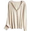 Pulcykp Cardigan da donna misto cashmere di seta con cappuccio sciolto manica lunga cappotto in maglia tinta unita top casual, Beige, XL