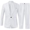 MaNMaNing Abito da Uomo 2 Pezzi Elegante Slim Fit Completo Formale da Matrimonio Un Bottone Suit Slim Fit Sposa Dinner Tuxedo Abiti per Uomo Business Casual Giacca e Pantaloni (White, XL)