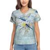 MDATT Dragonfly Lotus Printing - Maglietta estiva da donna con scollo a V, a maniche corte, vestibilità casual, traspirante, alla moda estiva, Nero , XXL