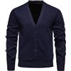 Generic Maglioni da uomo con scollo a V aperto sul davanti, lavorato a maglia, a maniche lunghe, con bottoni, abbigliamento invernale, Marina Militare, XL