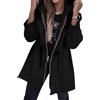 Suncadmious Donna Manica Lunga Zipper Hoodie Moda Casual Giacca con Cappuccio Giacca da Escursionismo Casual Zipper con Tasca Coat Full Zipper Hoodie (Nero,XL)
