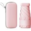 BIRWUMI Travel Mini Ombrello per Borsa Con Caso, Piccolo Compatto Ombrello UV Protezione Sole, UPF>50+ Ombrello da Sole/Pioggia, Leggero Piccolo Ombrello Tasca Con Caso Per Donne, Ragazze（Rosa）