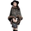 GSXLZ Poncho Donna Poncho Invernale alla Moda, Cappotto Morbido Leopardato, Spesso e Caldo, con Fodera, Maglione, Mantello da Donna in Velluto, Scialle(Leopard Plaid)