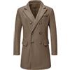 YONGHONGKEJI Trench Da Uomo con Revers A Lancia Doppiopetto Cappotto Lungo Casual In Misto Lana Giacca Invernale Antivento In Lana Da Uomo Spesso E Caldo con Tasche Cammello Taglia L