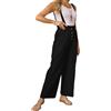 SaiDeng Salopette da donna estive - pantaloni in cotone con spalline rimovibili e regolabili, taglio dritto, pantaloni casual lunghi, Nero , S