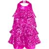 Freebily Body da Danza Classica Bambina Paillettes Halter Leotards Body da Balletto Abito da Pattinaggio Artistico Jazz Salsa Rumba Samba Danza Moderna Costume di Ballo Blu reale 15-16 anni