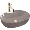 Rea - Lavabo Da Appoggio Lisa Shiny In Ceramica,Beige, Ovale 49X35X14cm