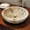 Kinaree Lavabo in marmo di onice - Lavabo in pietra naturale fatto a mano - Lavabo in pietra dall'Indonesia - rotondo circa 15 x 40 x 40 cm - Esclusivo bagno unico