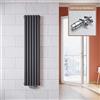 ELEGANT - Radiatore verticale di design, antracite, 1600 x 354 mm, con termostato multiblocco, a doppio strato, collegamento centrale, scaldasalviette