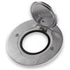 Luxus-Time Presa da incasso a parete in acciaio inox, rotonda, a scomparsa, per inserti Livolo, 089701, presa da pavimento, presa da parete, in acciaio inox 089701