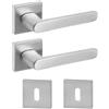 Brackle Coppia Maniglie Per Porte Interne, Maniglia porta interna Modello FLAVIA, stile moderno, completa di fissaggio e bocchette (Cromo Satinato)