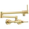 Tecmolog Oro Spazzolato Miscelatore Cucina a Parete Fredda e Calda Regolabile Ottone Rubinetto Lavello Pieghevole Estensibile per Cucina, BJ21243