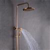 unkonwcy Set doccia a pioggia per bagno, set doccia nostalgico, con doccetta, sistema doccia in stile retrò, oro anticato, in acciaio inox, set doccia rotondo, soffione a pioggia, asta doccia regolabile, 16 x