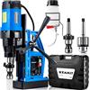 STAKO SCY-2800E Max Ø 80mm Trapano magnetico 2050W con valigetta - 17kg - Forza magnetica 17000N - Trapano a nucleo portatile per lavorazione dei metalli con Weldon 19mm MK3 e mandrino 3-16mm - Set 2