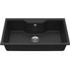 Evhoc Lavello Cucina Sopratop 1 Vasca 86,3 x 50,3 cm, Lavandino in Kuarzite Vasca Unica Effetto Granito, Piletta e Sifoni Inclusi, Made in Italy, Nero, TONDO L