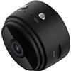 TICFOX Mini fotocamera, fotocamera HD 1080p, supporta la funzione di visione notturna, connessione Wi-Fi, obiettivo grandangolare 150°, controllo app per casa, ufficio, sicurezza
