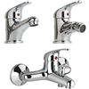 openspaceshop Set Completo Miscelatore Bidet + Rubinetto Lavabo Bagno + Miscelatore Monocromato Vasca Argento Metallico