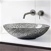 doporro Lavabo da Appoggio in Vetro Temperato Lavandino Bagno Ovale 50,5 x 36 x 15,5 cm Grigio Lavello Design Artistico con Texture per WC Ospiti Minerva05