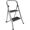 Home Vida Scala pieghevole a 2 gradini, in acciaio resistente, con gradini antiscivolo e larghi, meccanismo pieghevole, carico massimo 150 kg, per casa, cucina, fai da te, giardino, colore grigio