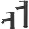 Inbagno Set miscelatori lavabo alto e bidet nero opaco con piletta click clack | York