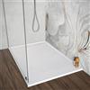 Inbagno Piatto doccia 70x120 cm bianco effetto pietra in resina, spessore 3 cm e scarico con canalina, riducibile su misura ARGO