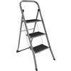 Home Vida Scala pieghevole a 3 gradini, in acciaio resistente, con gradini antiscivolo e larghi, meccanismo pieghevole, carico massimo 150 kg, per casa, cucina, fai da te, giardino, colore grigio