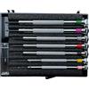BUZZUFY Set di 7 cacciaviti Beco Technic da 0,60 a 2,00 mm in scatola di plastica con lame di ricambio, strumento per riparazione orologi