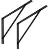 SOTECH Set di 6 staffe per ripiani (500 x 325 x 30 mm, nero, verniciato a polvere), staffe resistenti con puntone trasversale per la stabilizzazione