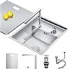XDCXYD Nascosto Lavandino Bar Cucina con Rubinetto Pieghevole, Lavandino Bar a Vasca Singola Sottopiano in Acciaio Inossidabile Nascosto per Piccole Cucine Bar RV (Silver B, 35x45x22CM)