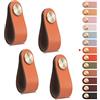 LEREATI 4 Pezzi Maniglie per Mobili in Ecopelle, Foro Singolo Maniglie Armadio, Pomelli per Mobili Vintage, Pomello Porta per Cassetti, Armadio Cameretta, Cucina, Borsa Decorazione (Arancione Chiaro)