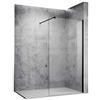 SONNI - Parete doccia stile walk-in con inserto nero, in vetro da 10 mm con nano-rivestimento, dotata di stabilizzatore regolabile, montabile su piatti doccia o pavimenti, 100 x 200 cm