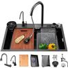 Generic 85x50cm Lavello Da Cucina A Cascata Nera Lavello Nano In Acciaio Inossidabile Lavello Domestico Lavello Per Verdure Lavello Singolo Lavello Da Lavoro Lavello Da Cucina