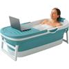 FlinQ Vasca da bagno pieghevole per adulti, XXL, 158 x 60 x 53 cm, vasca da bagno per doccia, grande e mobile, adatta ai bambini, colore: blu