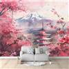 Generic Fiori Di Ciliegio Rosa Giapponesi Poster Giganti da Parete Neve Bianca Fotomurale Carta da Parati TNT Murale alla Moda Decorazione da Muro, Fotografica Murale per Camera Letto Sala 250x175 cm