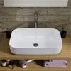 Parama Lavabo da Appoggio Senza Troppo Pieno 61x41x13,5 cm Rettangolare in Ceramica Bianco Lucido per Mensole da Bagno Sospese
