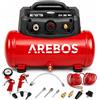 Arebos Compressore ad aria compressa | con accessori da 13 pezzi |compressore aria silenzioso |a bassa manutenzione | spegnimento automatico | Capacità: 50 l, 30 l o 6 l (6 litri)