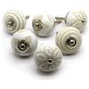 Pushka Home LTD Pushka Home PKS22 Stile Vintage Ceramica Cassetto Armadio Pomelli Porta, Beige e Crema, Set di 6