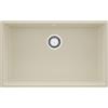 PRIMAGRAN Lavello sottotop Beige 76x47cm, Lavandino in Granito a 1 vasca + Sifone Classico, Lavabo da Cucina al Mobile 80cm - London S482