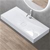 doporro Lavabo da Appoggio o Sospeso Rettangolare 100 cm in Marmoresina Bianco Lucido, Lavandino Bagno con Foro per Rubinetto, Montaggio a Parete - Colossum810